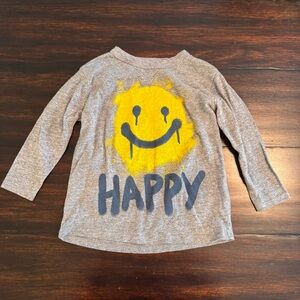 Chaser Gray Long Sleeve Tee with Yellow Smiley Size 4